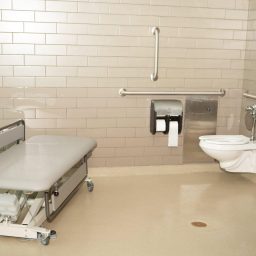 Interior of a restroom within the sensory rooms