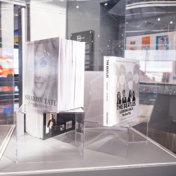 Framed historical photos and artifacts